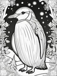 Penguin Coloring Pages - Penguin in a whimsical winter wonderland  simple coloring pages