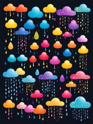 rain clipart - raindrops that transform into colorful bursts of confetti, celebrating life's little joys 