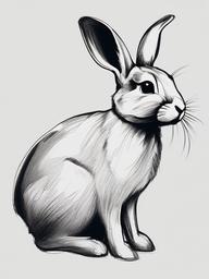 sketch of a rabbit  minimal rough sketch scribbles,doodles,black and white