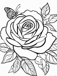 Rose Coloring Pages - Rose with a ladybug  simple coloring pages