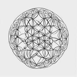 Flower of Life Tattoo - Tattoo featuring the sacred geometry pattern known as the Flower of Life.  simple color tattoo,minimalist,white background