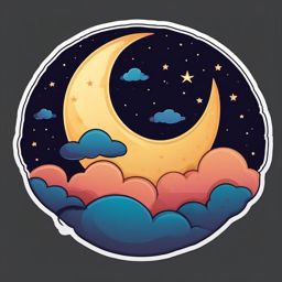 Sleeping Moon Sticker - Nighttime dreams, ,vector color sticker art,minimal