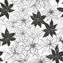 drawing of christmas poinsettia  minimal rough sketch scribbles,doodles,black and white