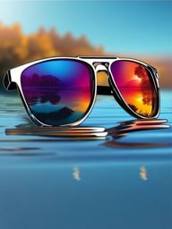 Sunglasses Reflection in Water Sticker - Sunglasses reflecting in water, ,vector color sticker art,minimal