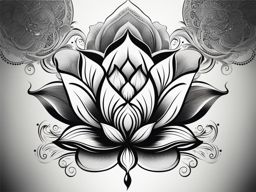 lotus flower tattoo black and white design 
