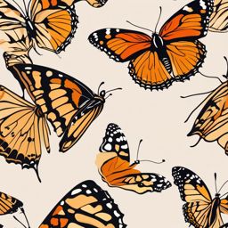 Painted Lady Butterfly Clip Art - A painted lady butterfly in flight,  color vector clipart, minimal style