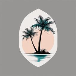 fine line palm tree tattoo  simple vector color tattoo