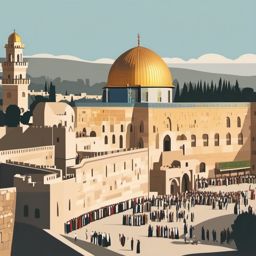 Jerusalem clipart - Western Wall and Dome of the Rock in Israel, ,color clipart vector style