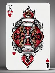 King of Hearts Card Tattoo-Creative and playful tattoo featuring the king of hearts card, perfect for fans of card games and love symbolism.  simple color tattoo,white background