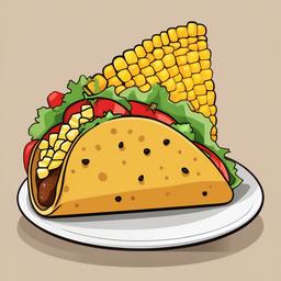 Taco clipart - taco with a side of corn on the cob  color,minimalist,vector clipart