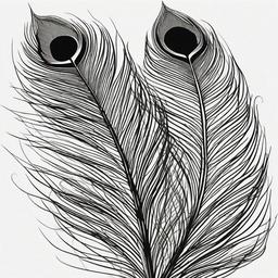 drawing of a peacock feather with intricate details  minimal rough sketch scribbles,doodles,black and white