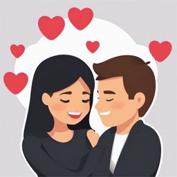 Couple in Love Emoji Sticker - Sharing a tender moment, , sticker vector art, minimalist design