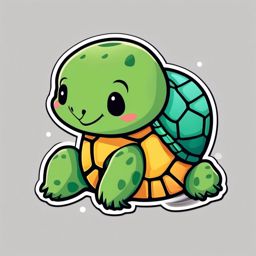 Kawaii Turtle sticker- Slow and Adorable, , color sticker vector art