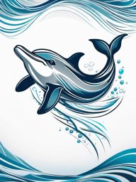 Dolphin Tattoo - Graceful dolphin leaping from the water's surface, representing playfulness  few color tattoo design, simple line art, design clean white background