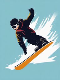 Snowboarder in Mid-Air Trick Clipart - A snowboarder performing a mid-air trick.  color vector clipart, minimal style