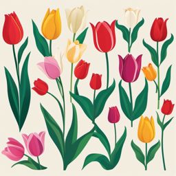 Tulip Clipart,Creating a tulip-themed garden with tulip clipart  simple, 2d flat