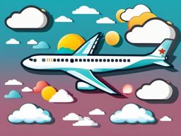 Airplane Window and Cloud Emoji Sticker - Aerial views from above, , sticker vector art, minimalist design