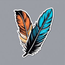 Feather Quill Sticker - Feather quill pen in ink, ,vector color sticker art,minimal