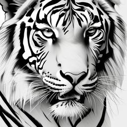 easy sketch of tiger  minimal rough sketch scribbles,doodles,black and white