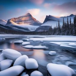 White Background Wallpaper - Immerse yourself in the snowy splendor of Glacier National Park, with pristine white landscapes and frozen lakes that evoke the magic of winter.  intricate patterns, splash art, wallpaper art