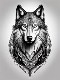 Black and White Wolf Tattoo,tattoo featuring a black and white rendition of the noble and fierce wolf. , tattoo design, white clean background