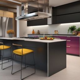 Contemporary Mediterranean Flair - Blend contemporary and Mediterranean elements in your kitchen. , kitchen layout design ideas, multicoloured, photo realistic, hyper detail, high resolution,