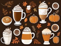 Pumpkin Spice Latte Time clipart - Time for a warm latte, ,vector color clipart,minimal