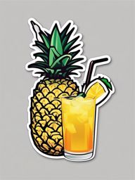 Pineapple cocktail sticker, Tropical , sticker vector art, minimalist design