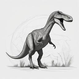 drawing of a Suchomimus dinosaur  minimal rough sketch scribbles,doodles,black and white