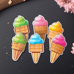 Popsicle Stick Sticker - Frozen treat, ,vector color sticker art,minimal