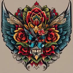 tattoo chicano art  simple vector color tattoo