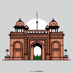 New Delhi clipart - India Gate and Jama Masjid in India, ,color clipart vector style