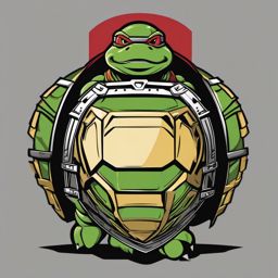 Ninja Turtle Shell - Adorned in battle-ready armor, the ninja turtle shell becomes a symbol of resilience and protection.  vector art, clipart, minimal