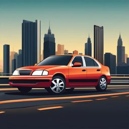 Compact Sedan Clipart - A compact sedan for city commuting.  color vector clipart, minimal style