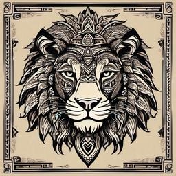 aztec lion tattoo  simple vector color tattoo