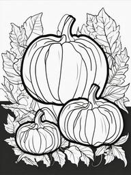 Pumpkin Coloring Pages - Iconic Fall Gourd for Thanksgiving  minimal black outline printable sheet, coloring page