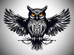 Death Owl Tattoo - Explore the darker side with a tattoo featuring a death-themed owl design.  simple color tattoo,vector style,white background