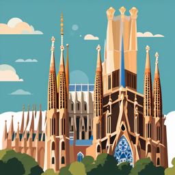 Sagrada Família clipart - Basilica in Barcelona, Spain, ,color clipart vector style