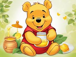 Winnie The Pooh clipart - Pooh bear enjoying honey  vector clipart