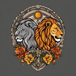 leo and virgo tattoo design  simple vector color tattoo