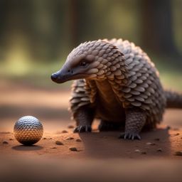 pangolin pup curling into a ball to protect itself from predators 8k ultrarealistic cinematic 