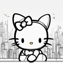 easy drawing of hello kitty  minimal rough sketch scribbles,doodles,black and white