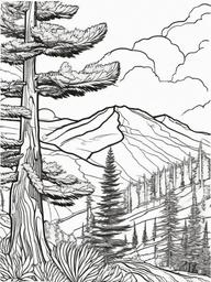 Plant Coloring Pages - Pine tree with a sturdy, textured trunk  simple coloring pages