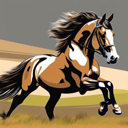 horse clipart - galloping freely in an open field. 