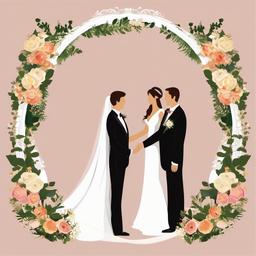 Wedding clipart - wedding couple exchanging vows  