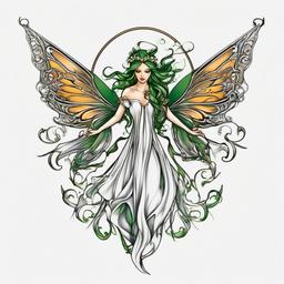 irish fairy tattoo designs  simple color tattoo,white background