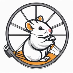 Hamster Tattoo - Cute hamster spinning in an exercise wheel, emblem of curiosity  few color tattoo design, simple line art, design clean white background