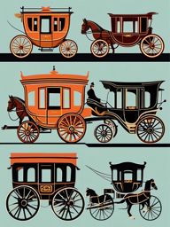 Stagecoach Clipart - A historic stagecoach for a nostalgic journey.  transport, color vector clipart, minimal style