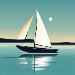 Sailboat Clipart - A sleek sailboat gliding gracefully on the shimmering waters of a serene lake.  color clipart, minimalist, vector art, 