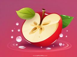 Apple Slice Clipart - A crisp apple slice with dewdrops.  color vector clipart, minimal style